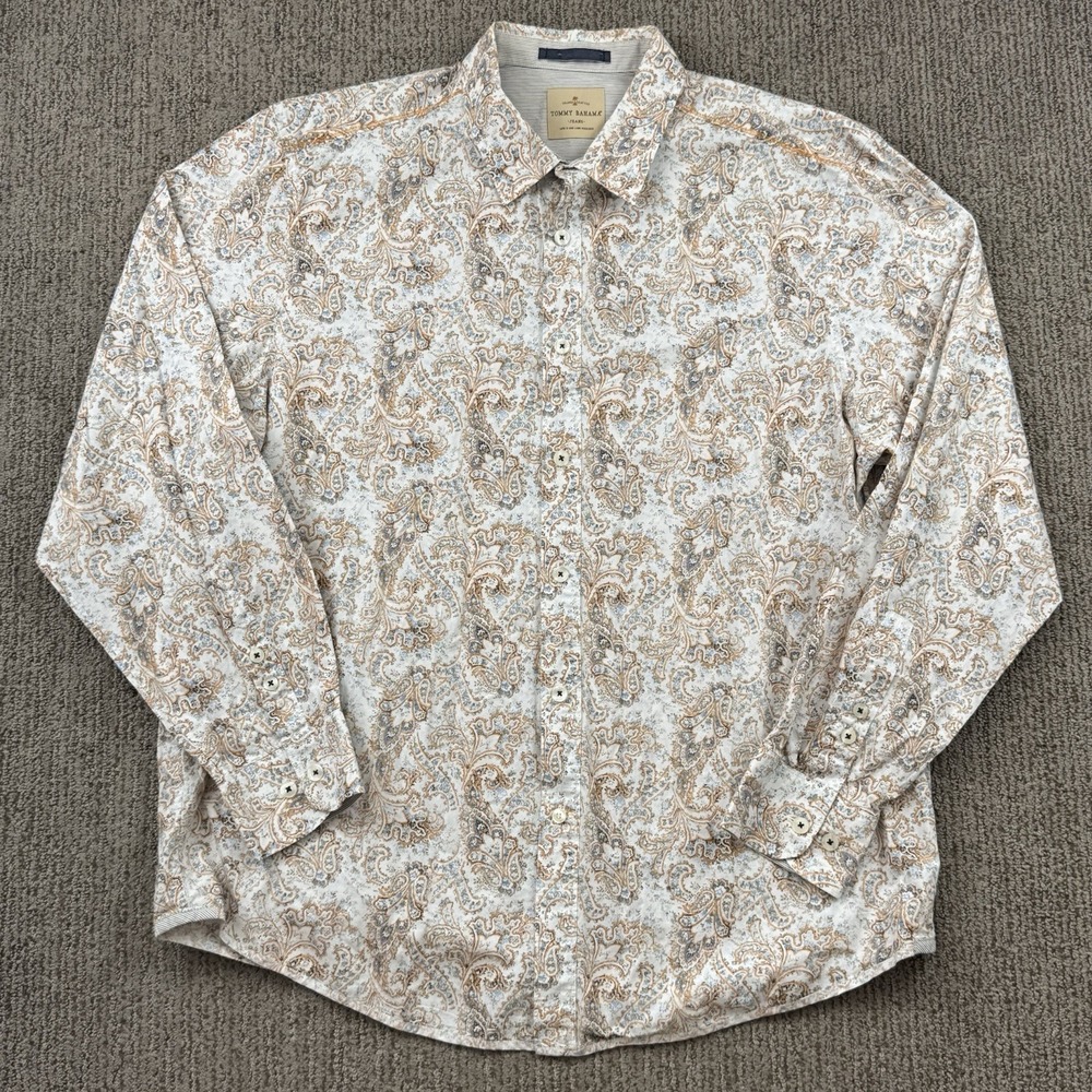 Tommy Bahama Jeans Mens L Button Up Shirt Long Sleeve Paisley